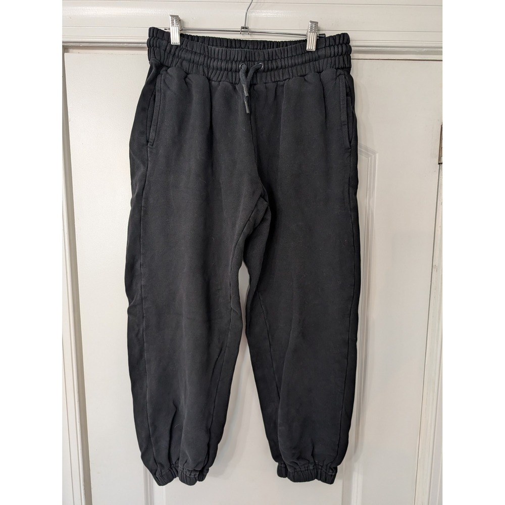 Quince Women Black Heavyweight Fleece Jogger Sweatpants High Rise Size Medium